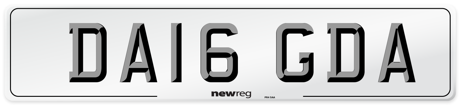 DA16 GDA Number Plate from New Reg